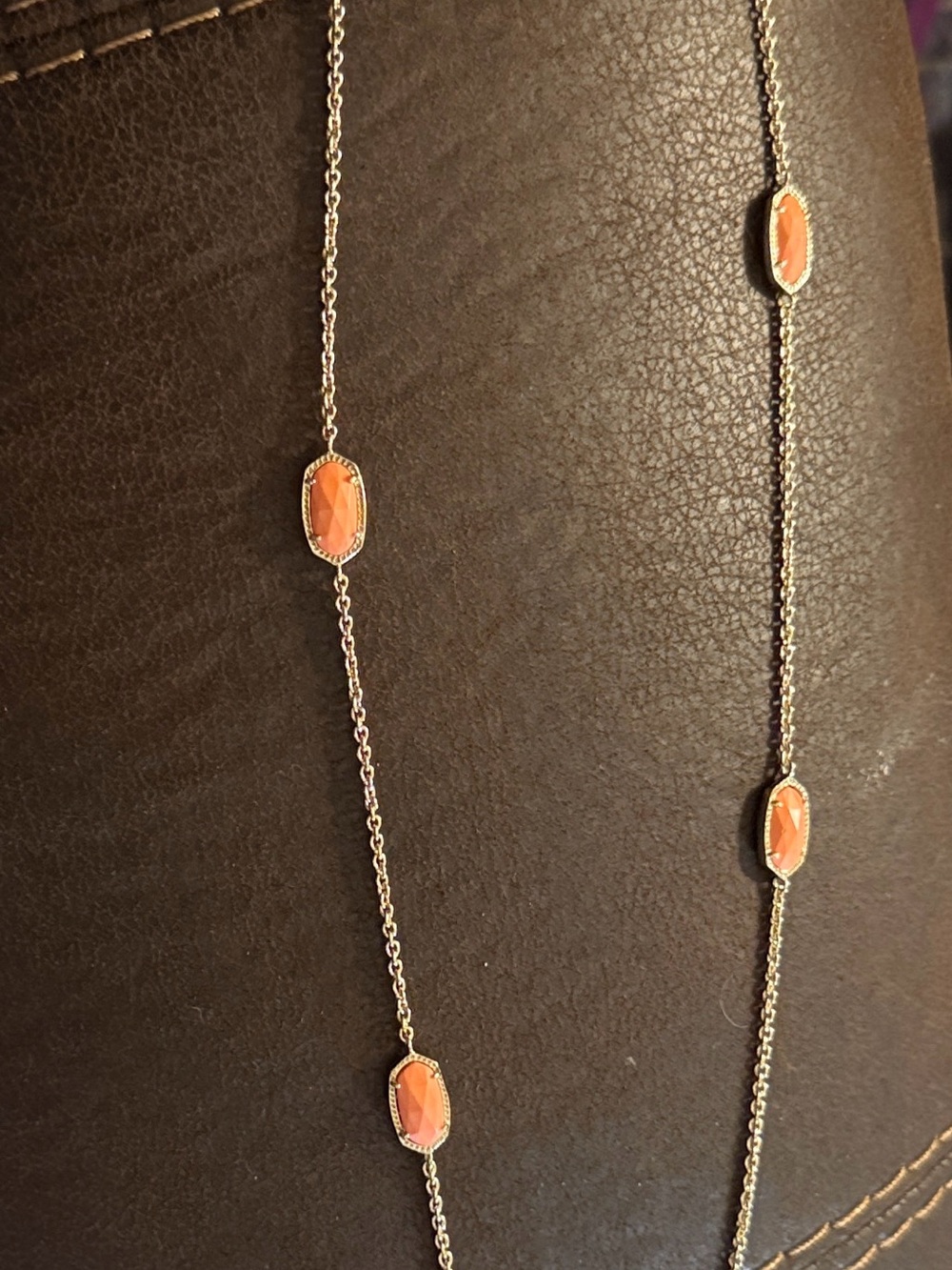 Kendra Scott Gold Station Necklace with Coral Stones